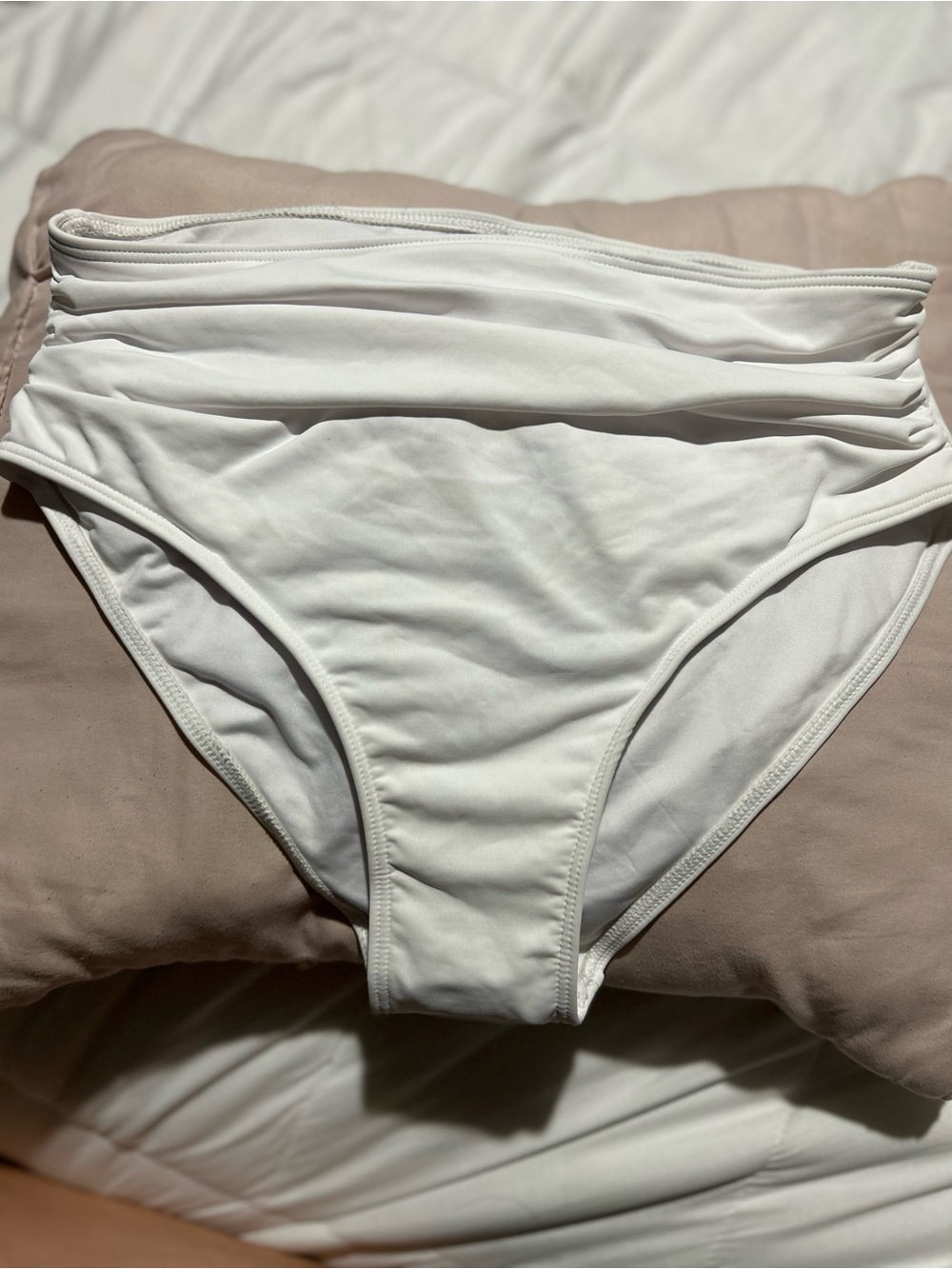 Classic High-Waist White Bikini Bottom - Women's Swim
